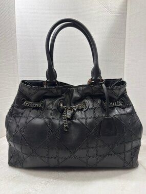 Christian Dior Cannage Overstitching Black Leather Chri Chri Bag